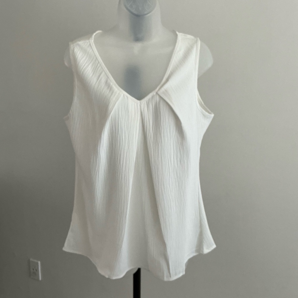 Blooming Jelly White V Neck Pleated Blouse Medium NWT